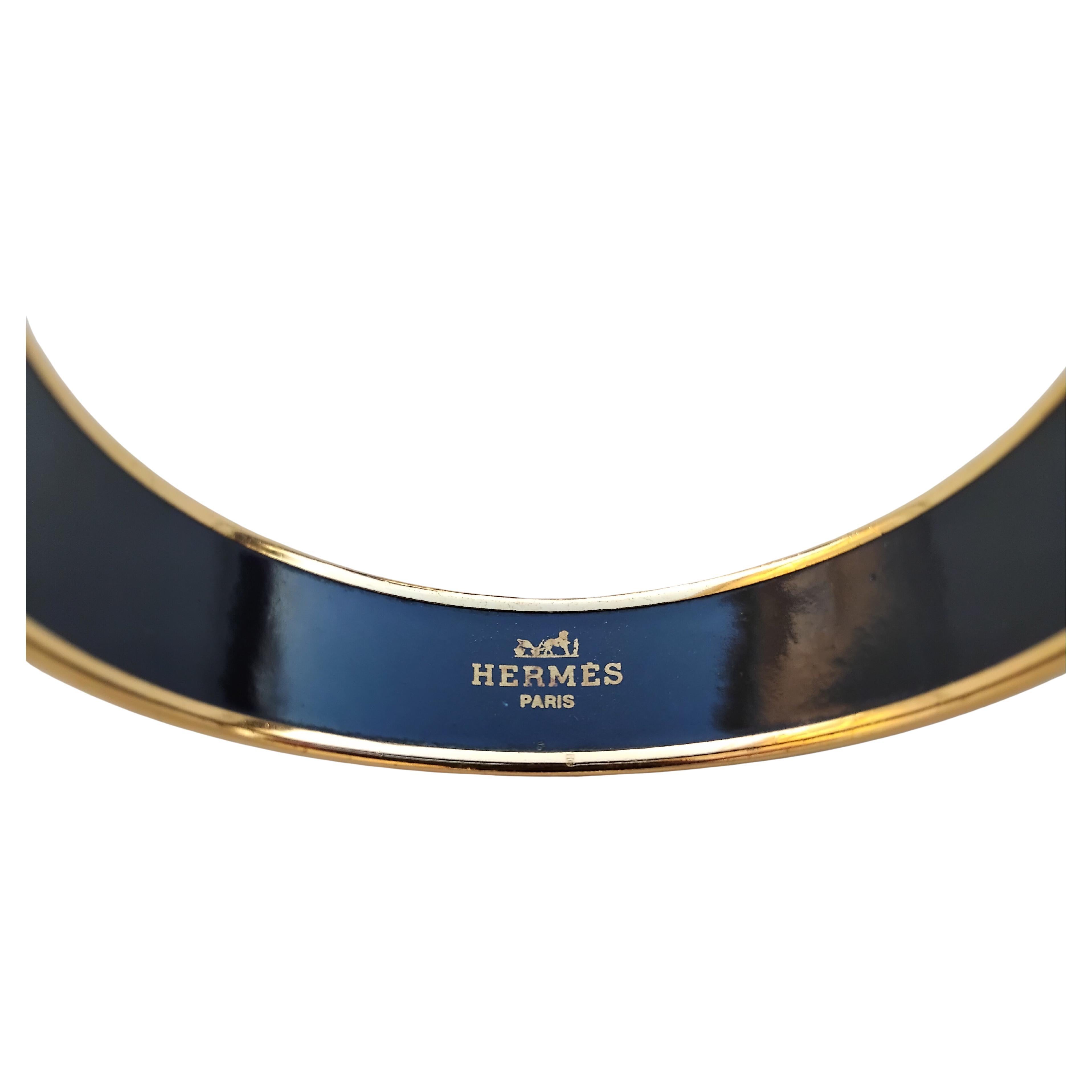 Hermès Horses Print Gold Hdw Enamel Bracelet Size 70 Art des Steppes 5