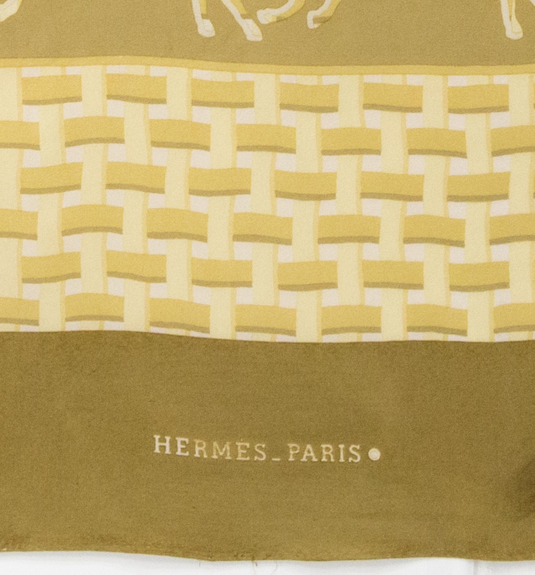 Hermes Horses Unfinished Crepe Silk Scarf crepe For Sale 2