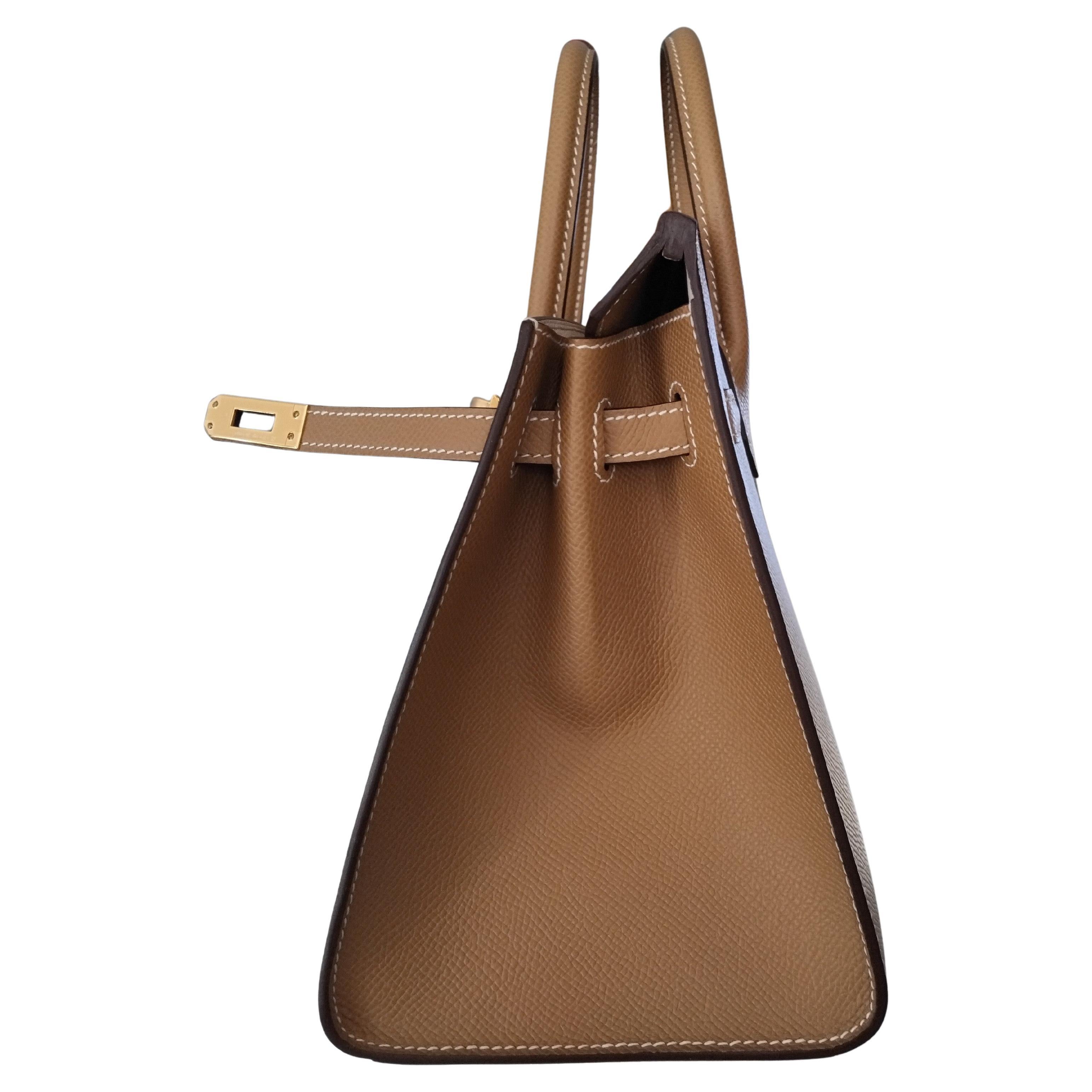 Hermès Hufeisen Birkin 25 cm Sellier Biscuit Craie Epsom Leder im Angebot 6