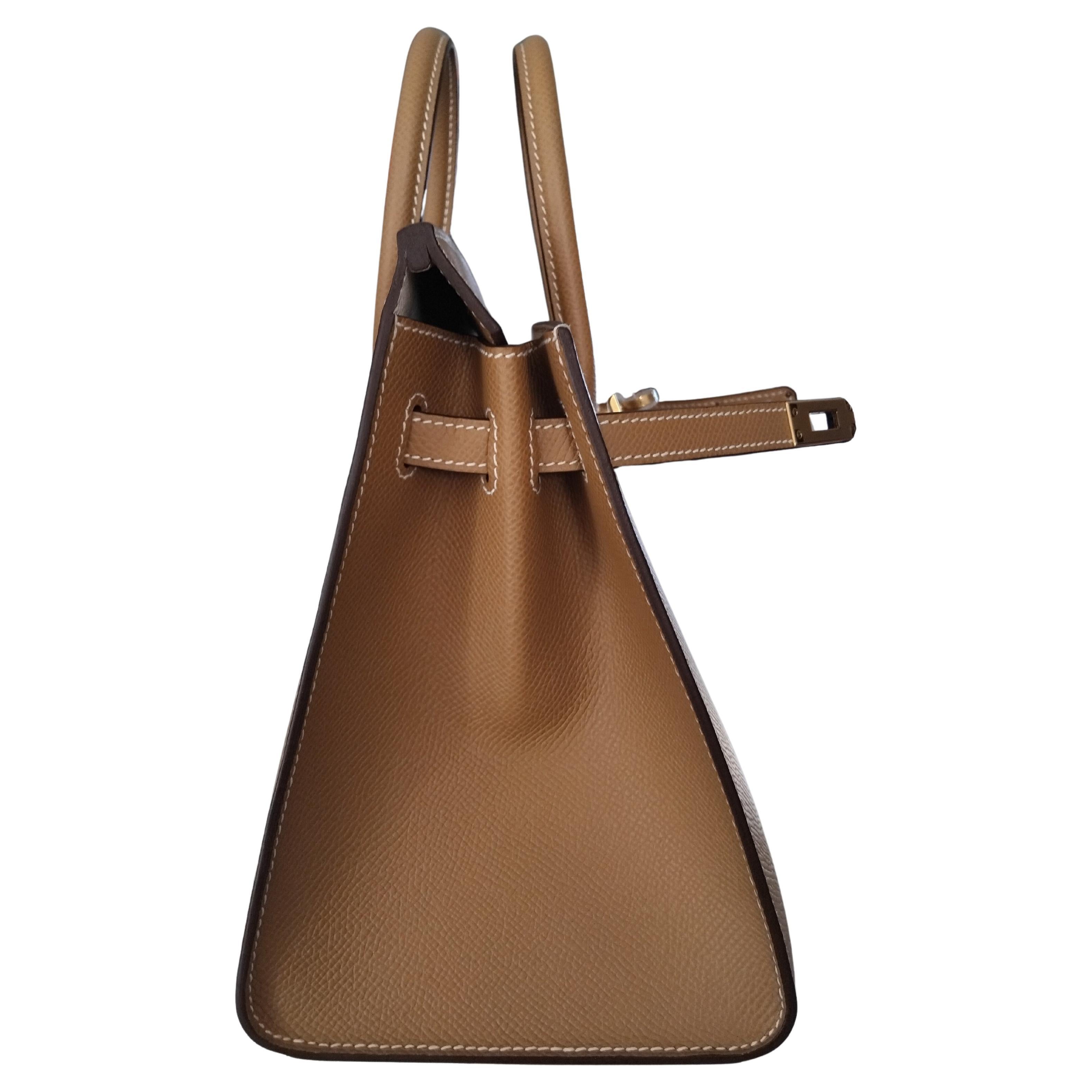 Hermès Hufeisen Birkin 25 cm Sellier Biscuit Craie Epsom Leder im Angebot 7