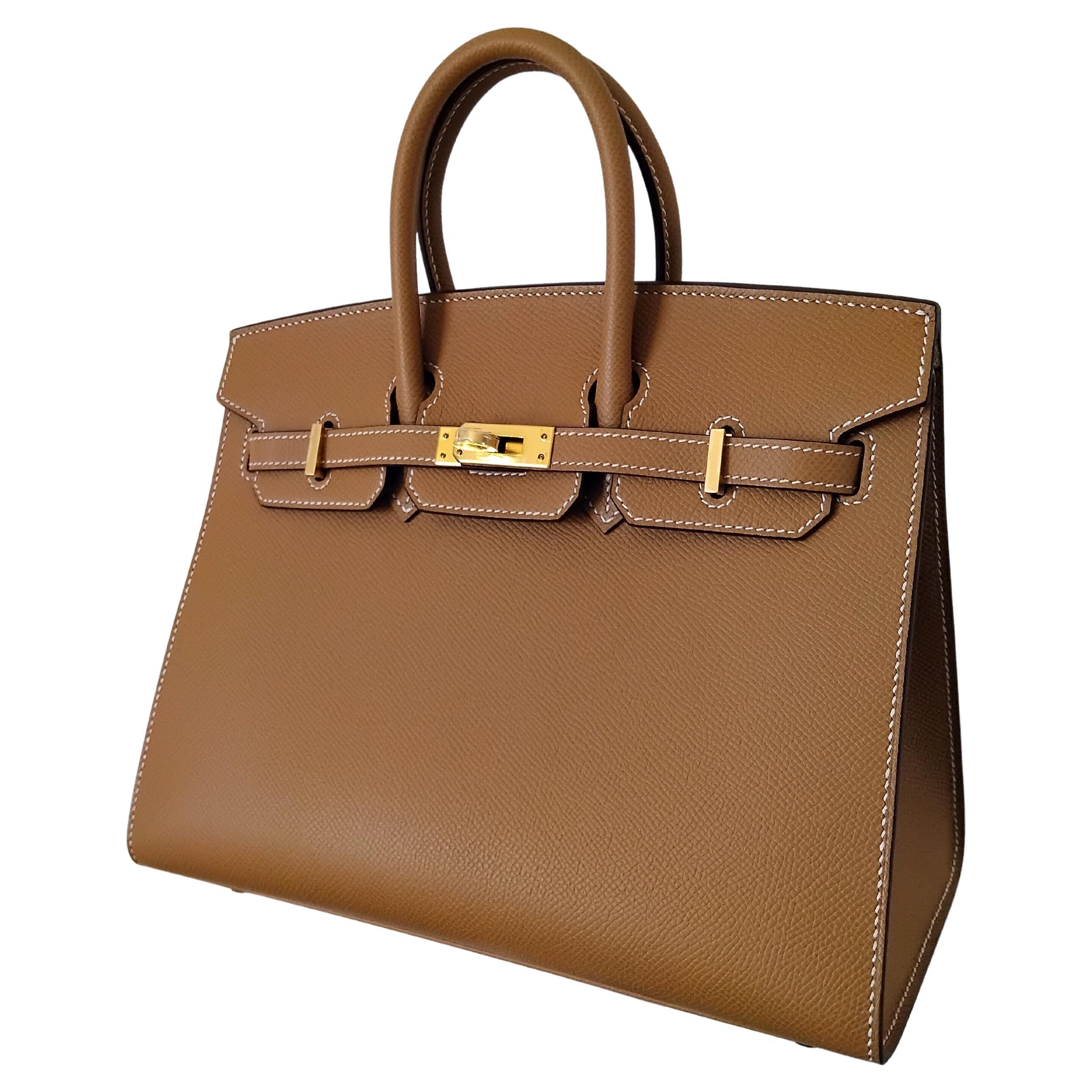 Hermès Hufeisen Birkin 25 cm Sellier Biscuit Craie Epsom Leder im Angebot 8