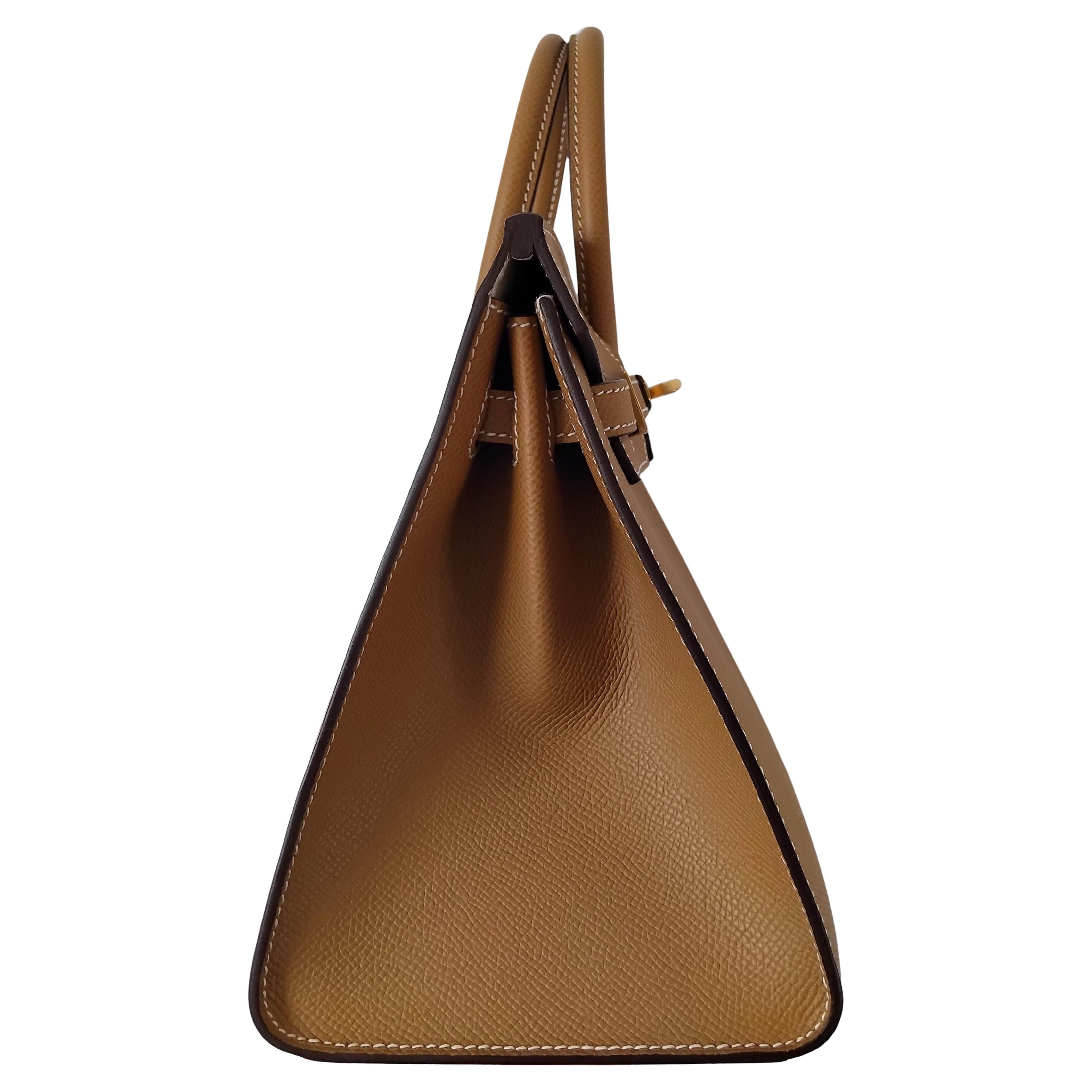 Hermès Hufeisen Birkin 25 cm Sellier Biscuit Craie Epsom Leder im Angebot 9