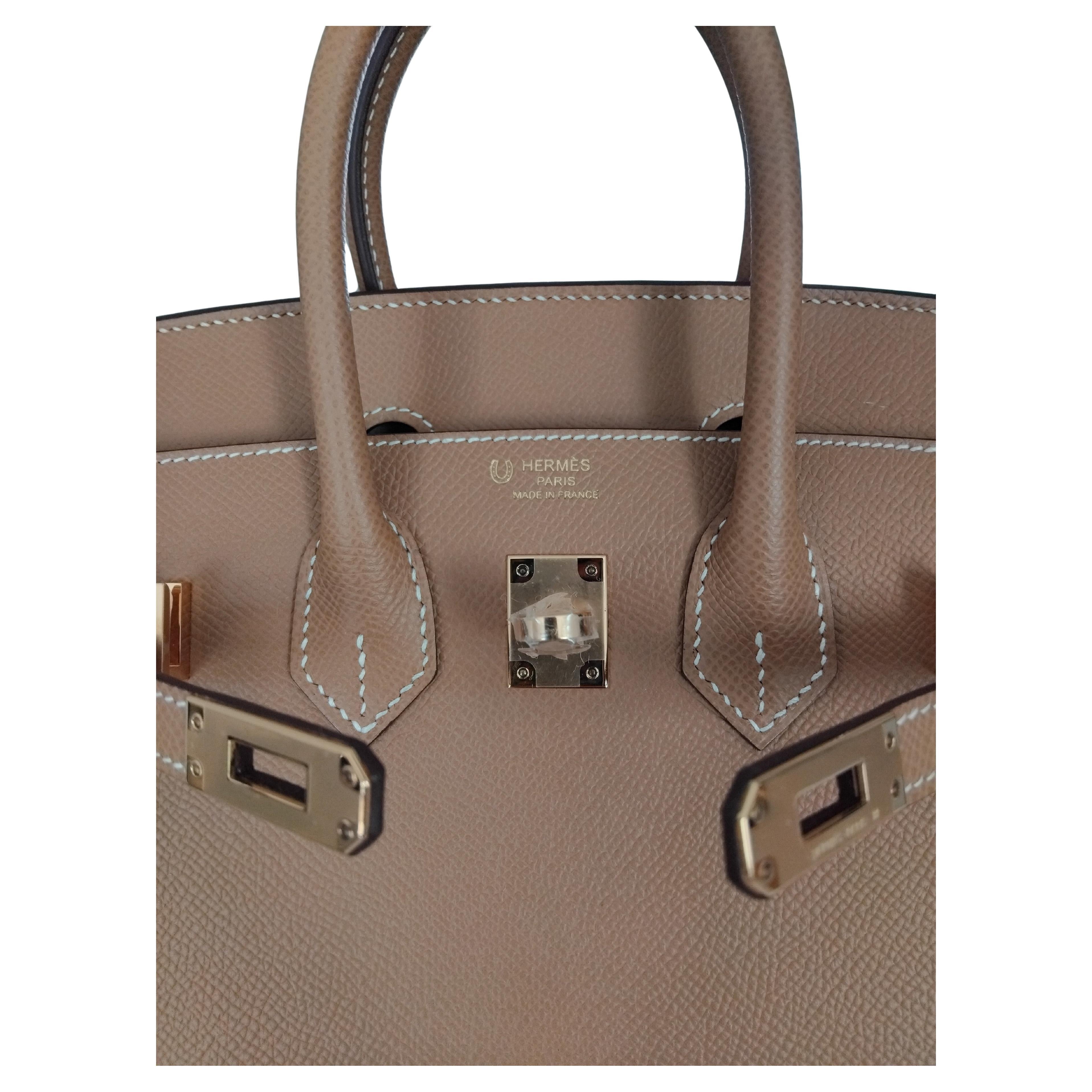 Hermès Hufeisen Birkin 25 cm Sellier Biscuit Craie Epsom Leder im Zustand „Hervorragend“ im Angebot in Corcoué Sur Logne, Loire-Atlantique