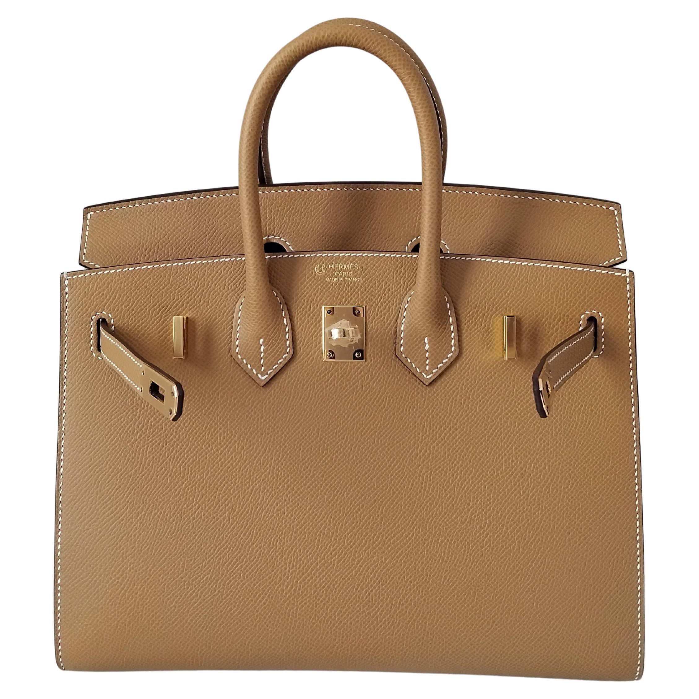 Hermès Hufeisen Birkin 25 cm Sellier Biscuit Craie Epsom Leder Damen im Angebot