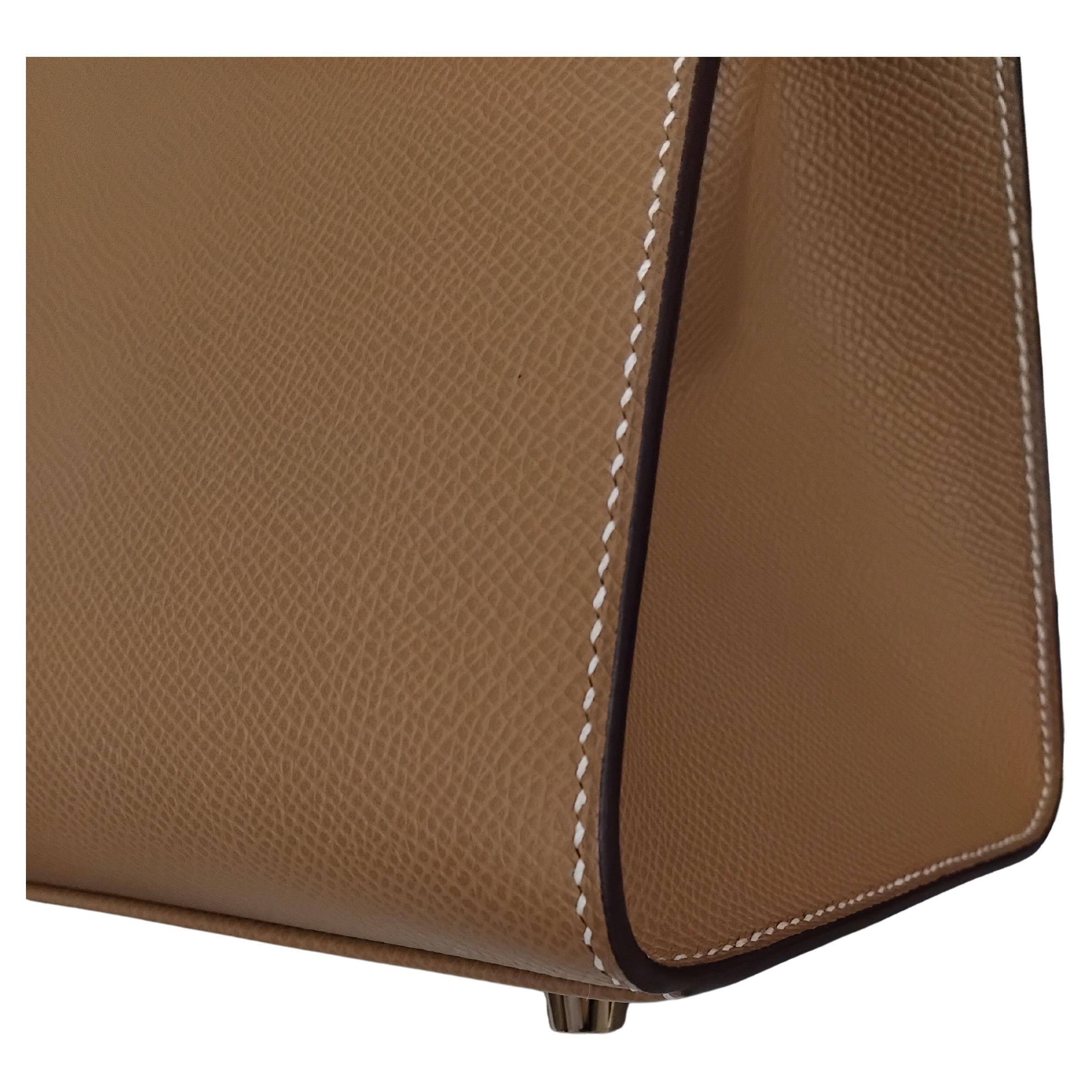 Hermès Hufeisen Birkin 25 cm Sellier Biscuit Craie Epsom Leder im Angebot 3