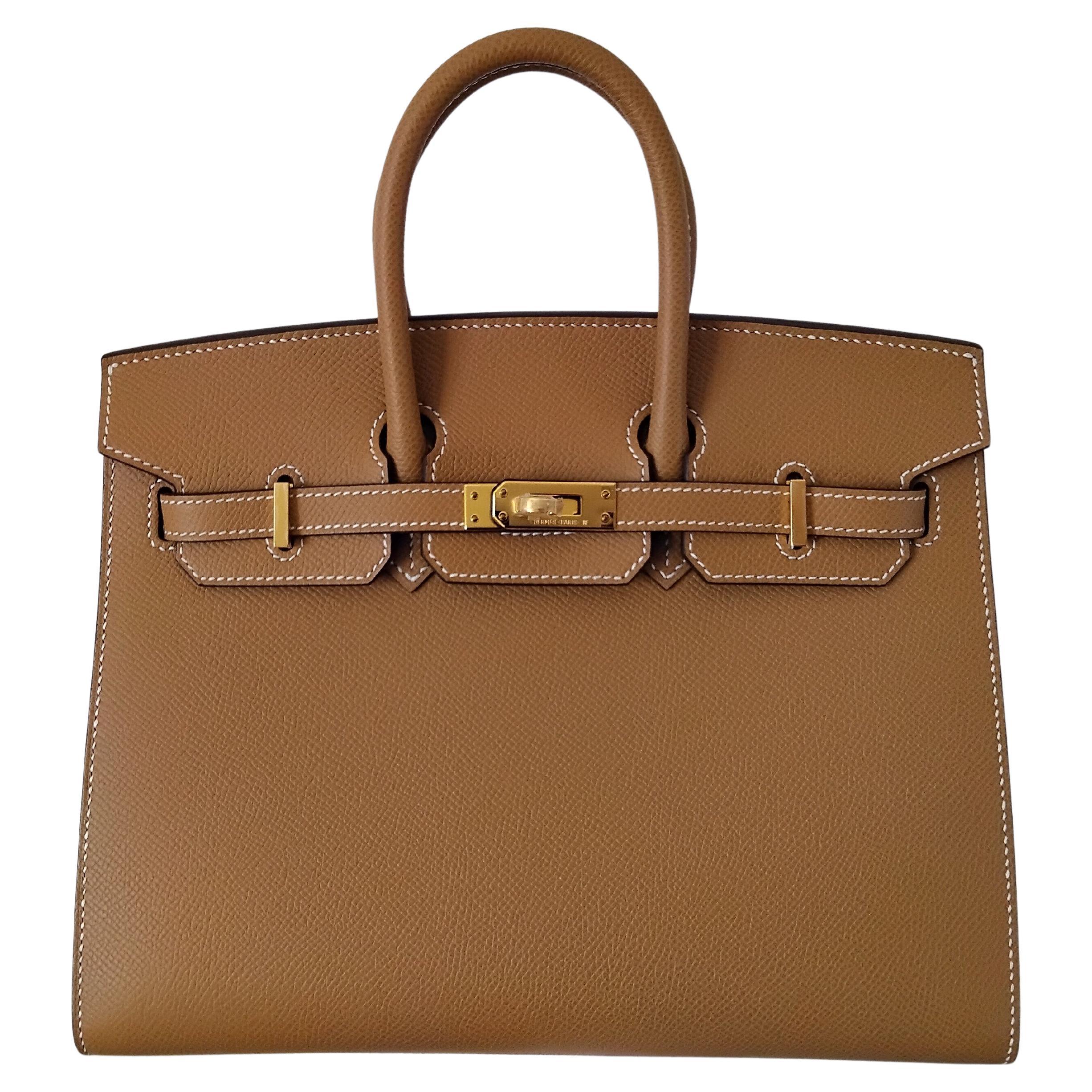 Hermès Hufeisen Birkin 25 cm Sellier Biscuit Craie Epsom Leder im Angebot