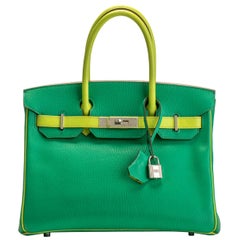 Hermes Horseshoe Birkin 30 Bicolor Green Goat