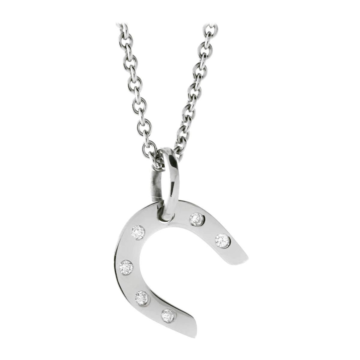 Hermes Horseshoe White Gold Diamond Necklace