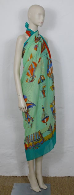 Hermes Hot-Air Balloons Print Cotton Veil Beach Large Pareo