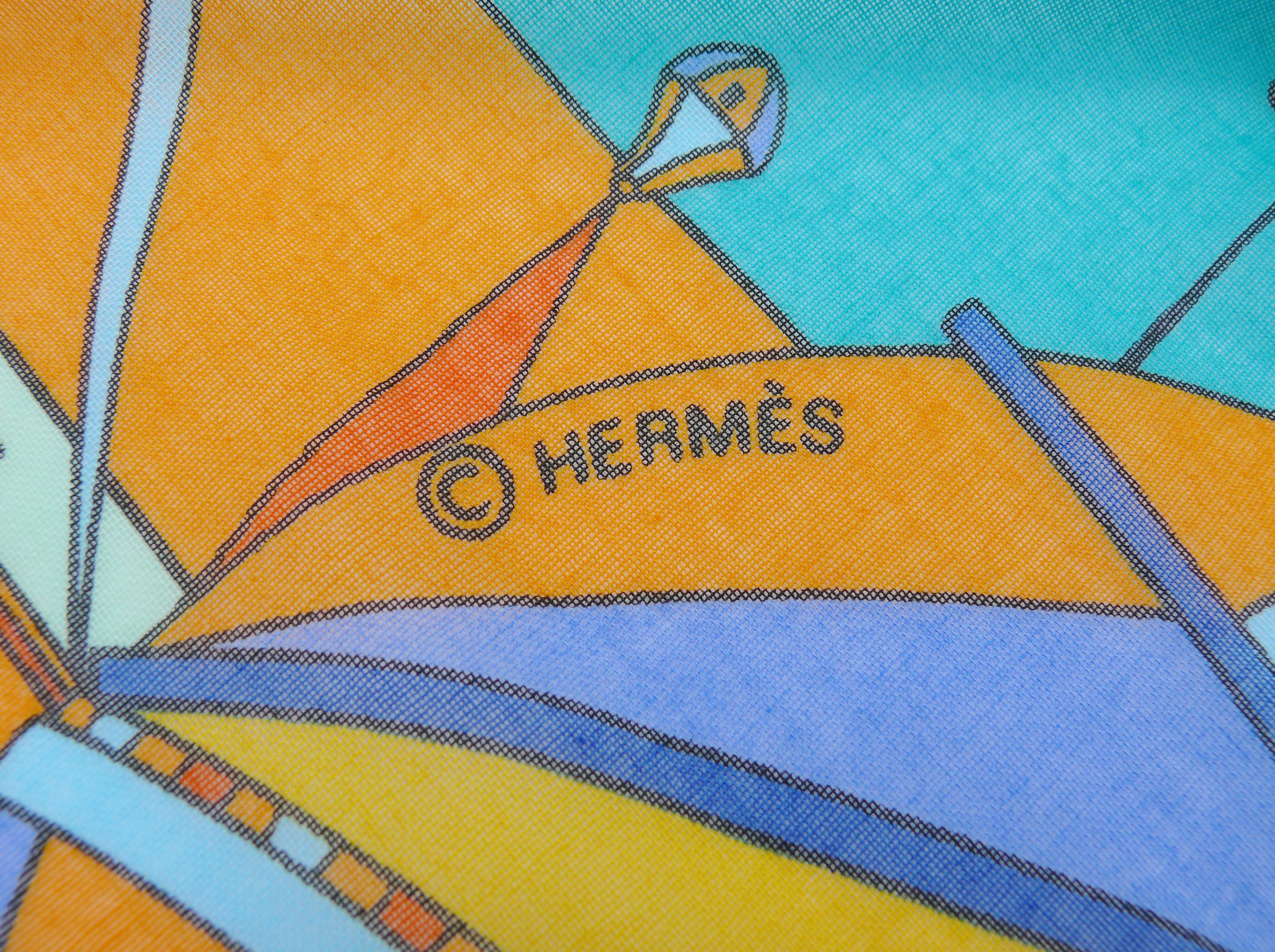 Hermes Hot-Air Balloons Print Cotton Veil Beach Large Pareo In Good Condition In Nice, FR