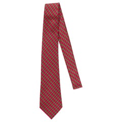 Used Hermès Hot Pink Geometric Silk Tie