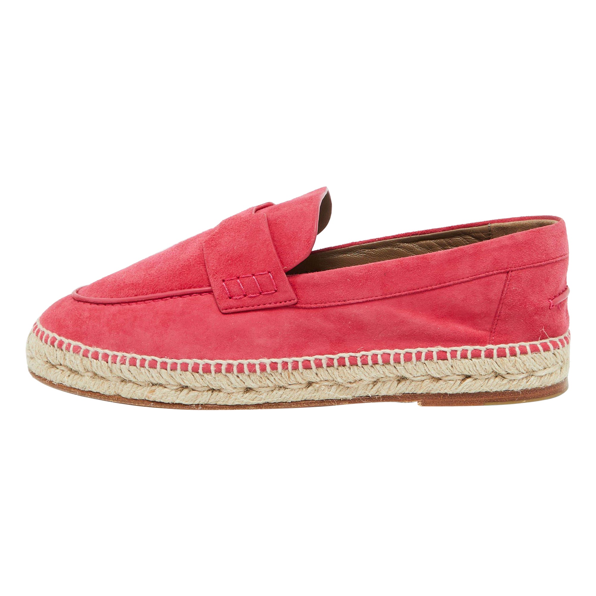 Hermes Hot Pink Suede Trip Espadrille Flats Size 41