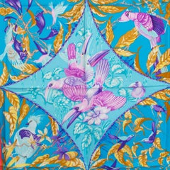Hermes hot pink TROPIQUES 90 Scarf silk