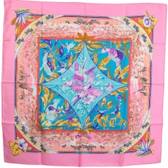 Hermes hot pink TROPIQUES 90 Scarf silk