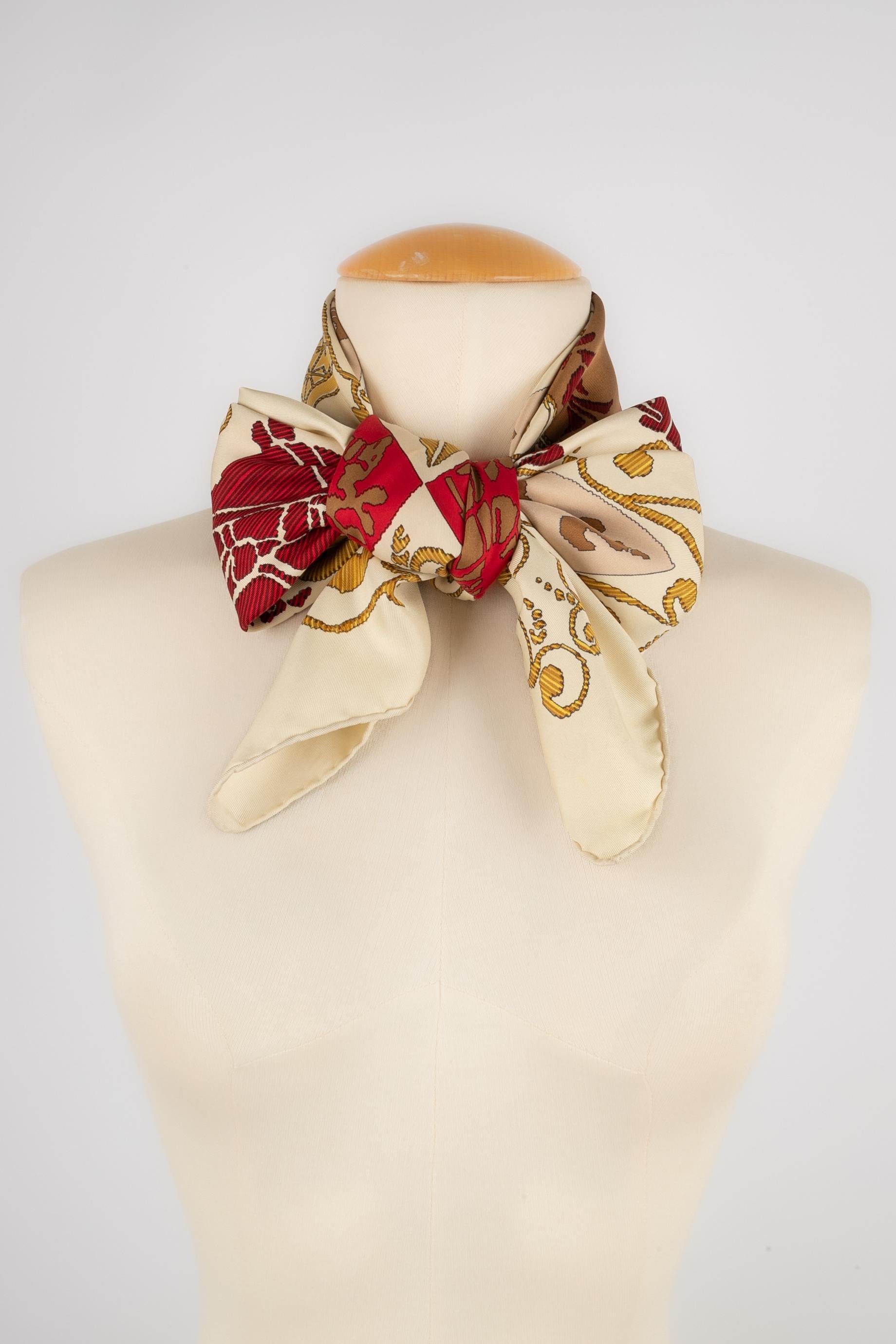 Beige Hermès 'Hourvari' foulard / squared scarf