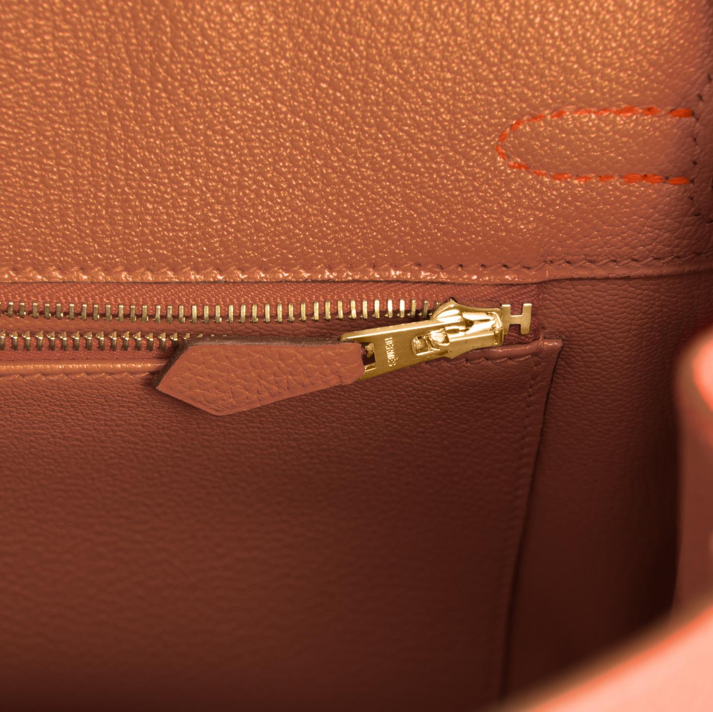 Hermes HSS Birkin 25 Classic Orange and Gold Tan VIP Order Bag W Stamp 2024 6
