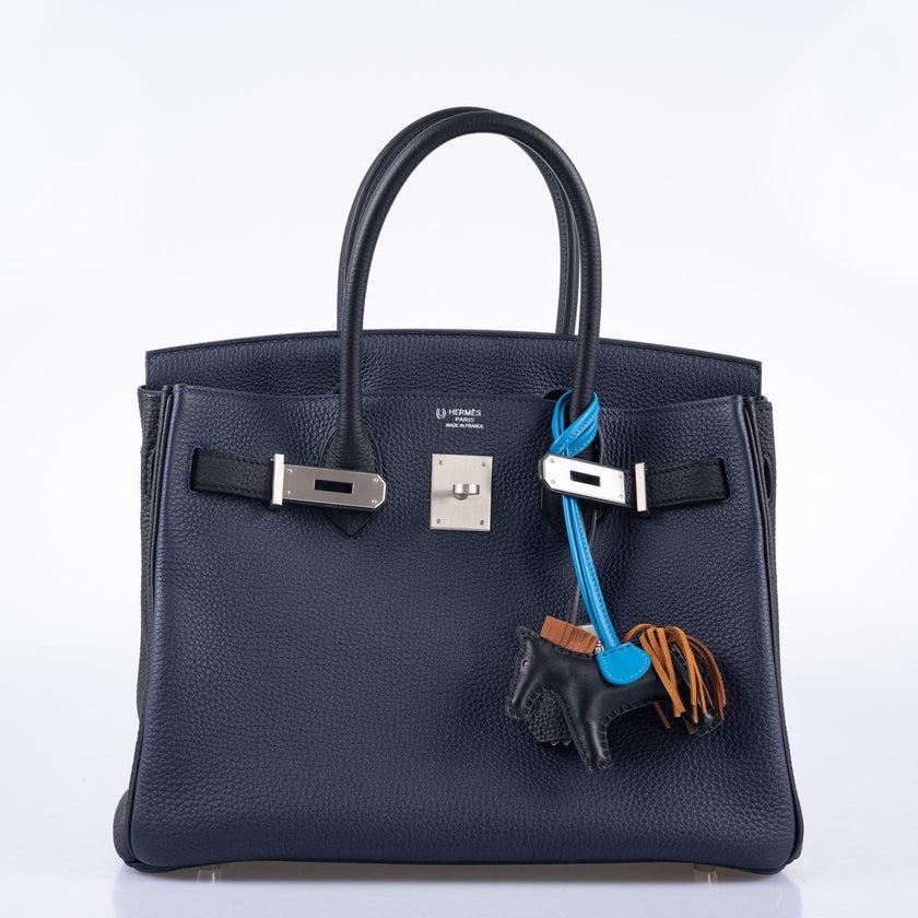 Hermès HSS Birkin 30 Blue Nuit & Black Togo Brushed Palladium Hardware Bag For Sale 6