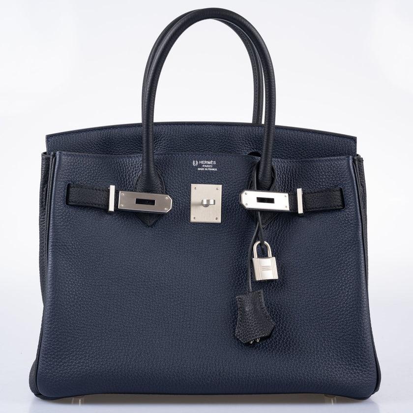 Hermès HSS Birkin 30 Blue Nuit & Black Togo Brushed Palladium Hardware Bag For Sale 2