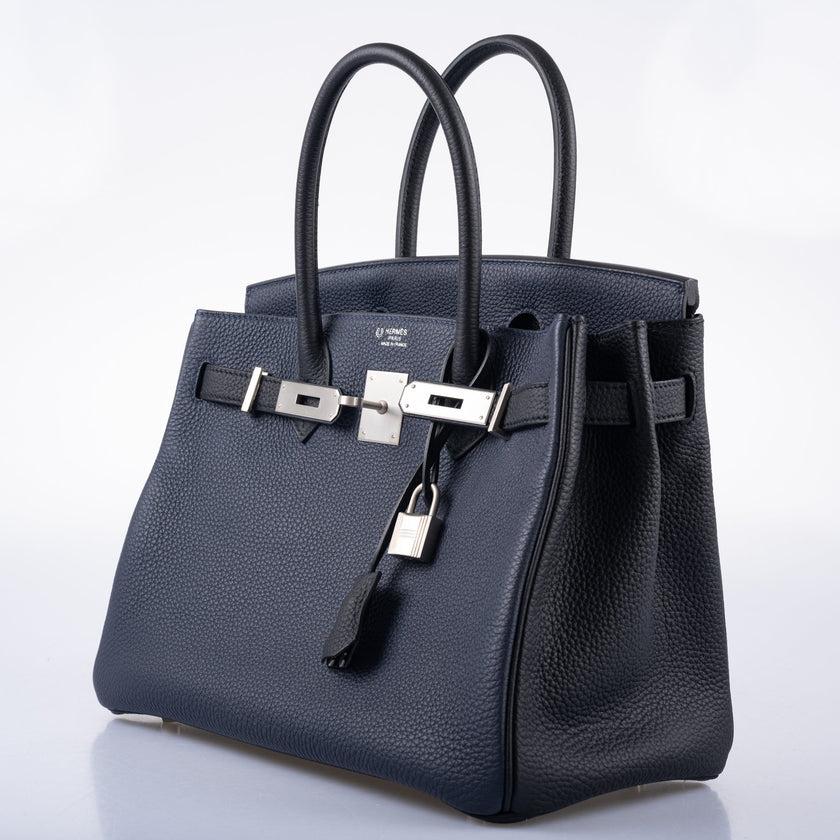 Hermès HSS Birkin 30 Blue Nuit & Black Togo Brushed Palladium Hardware Bag For Sale 3