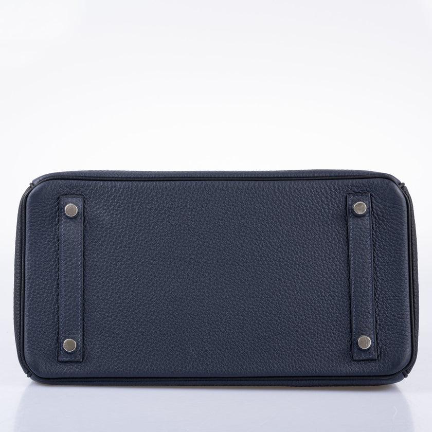 Hermès HSS Birkin 30 Blue Nuit & Black Togo Brushed Palladium Hardware Bag For Sale 4