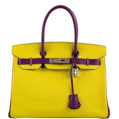 Hermès HSS Birkin 30 Lime & Anemone Chevre Leather Gold Hardware Bag