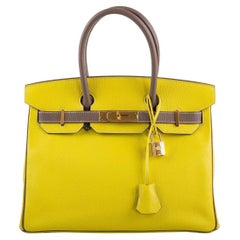 Hermès HSS Birkin 30 Lime & Etoupe Chevre with Gold Hardware Bag