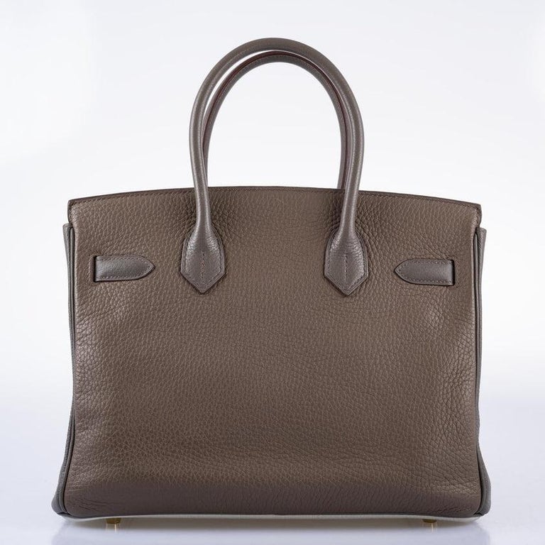 Hermès HSS Birkin 30 Tri-Color Etain, Gris, and Etoupe Clemence with Gold  Hardware