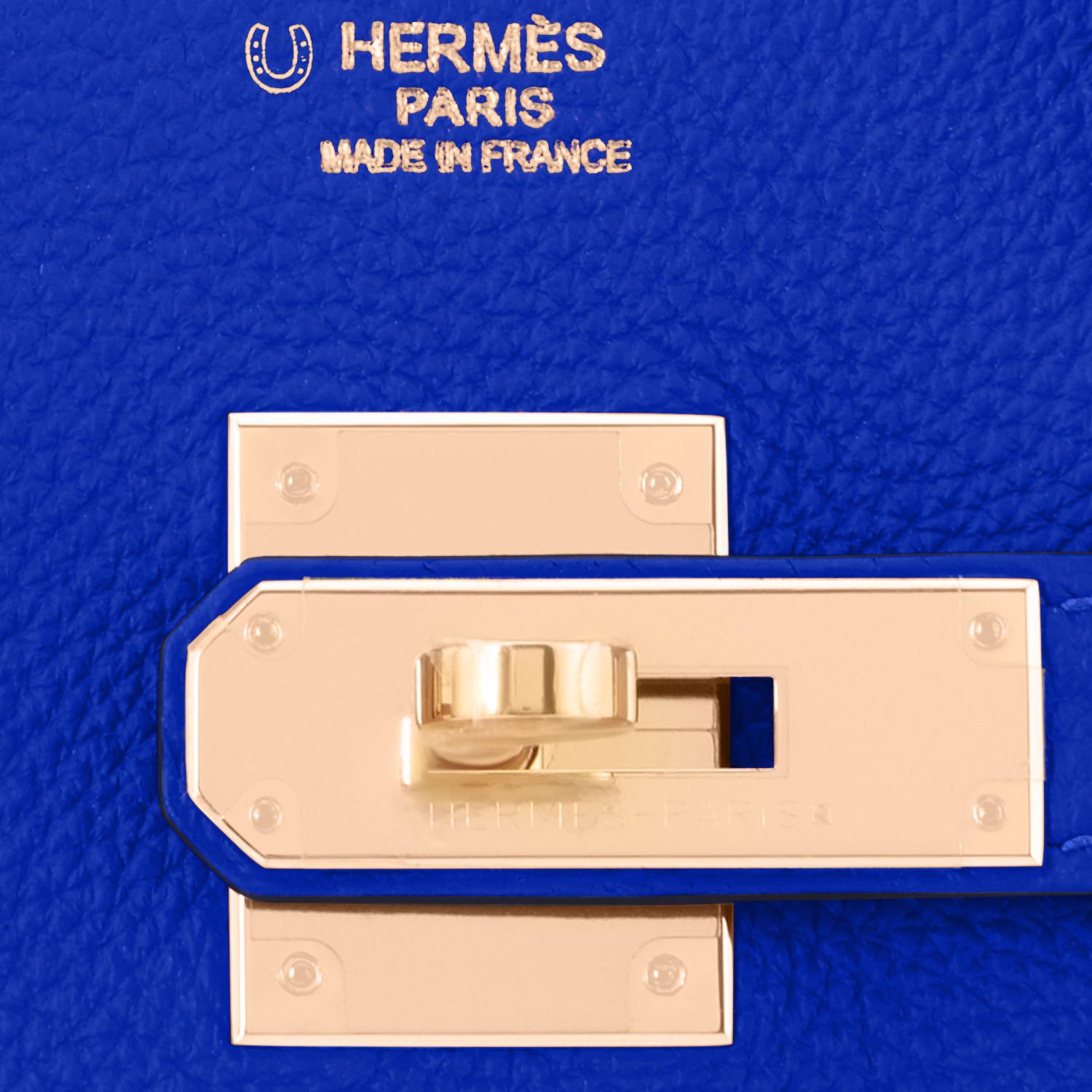 Women's Hermes HSS Birkin 30cm Blue Electric Rose Lipstick Rose Gold Bag Z Stamp, 2021 