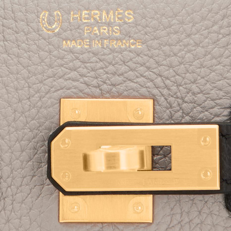 Hermes HSS Gris Asphalte Black 25cm Togo VIP Birkin Gold Horseshoe Y Stamp, 2020 4