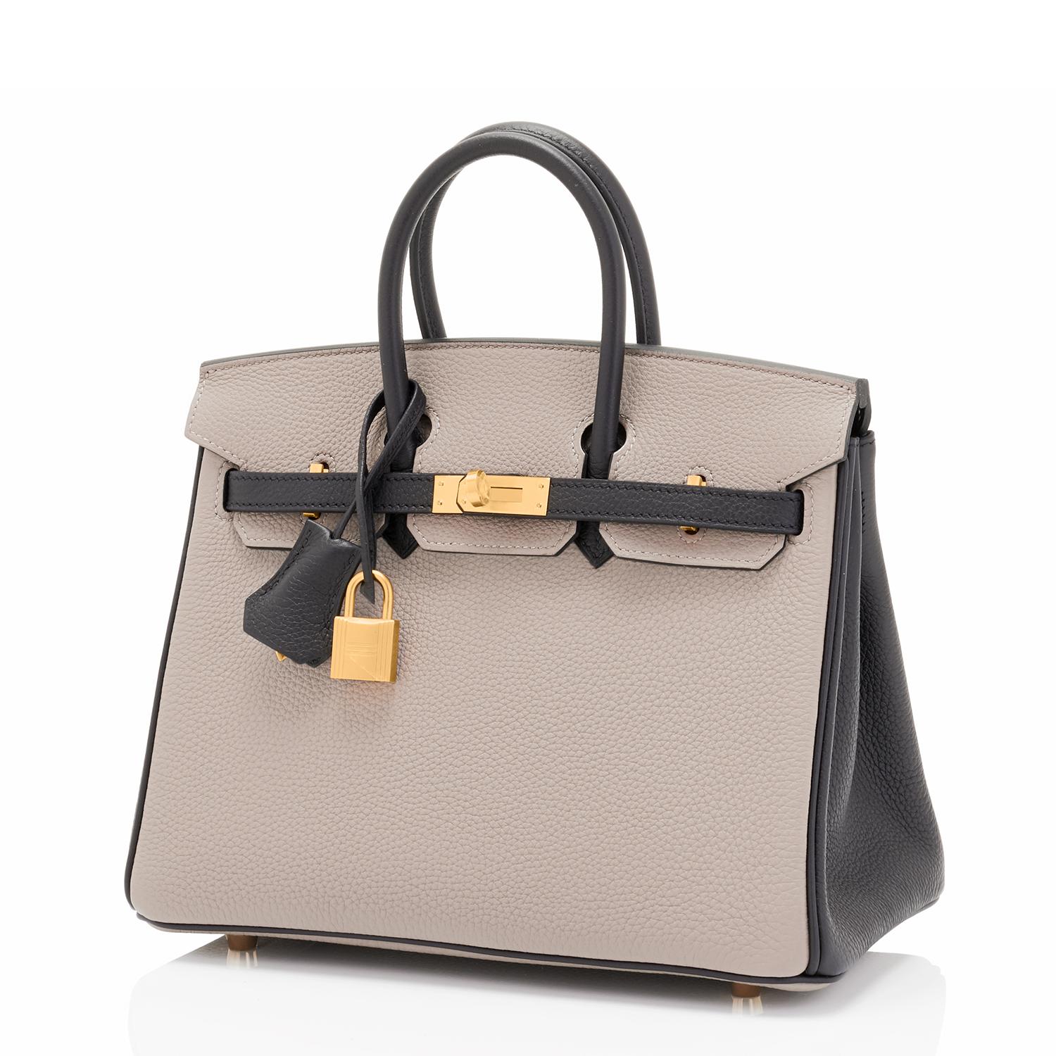 Hermes HSS Gris Asphalte and Black 25cm Togo Birkin Horseshoe VIP Y Stamp, 2020
World Exclusive Spectacular Bi-Color Birkin in the Hottest Size and in the Two Most Coveted Neutrals! 
Store fresh! Just purchased from Hermes store; bag bears new 2020