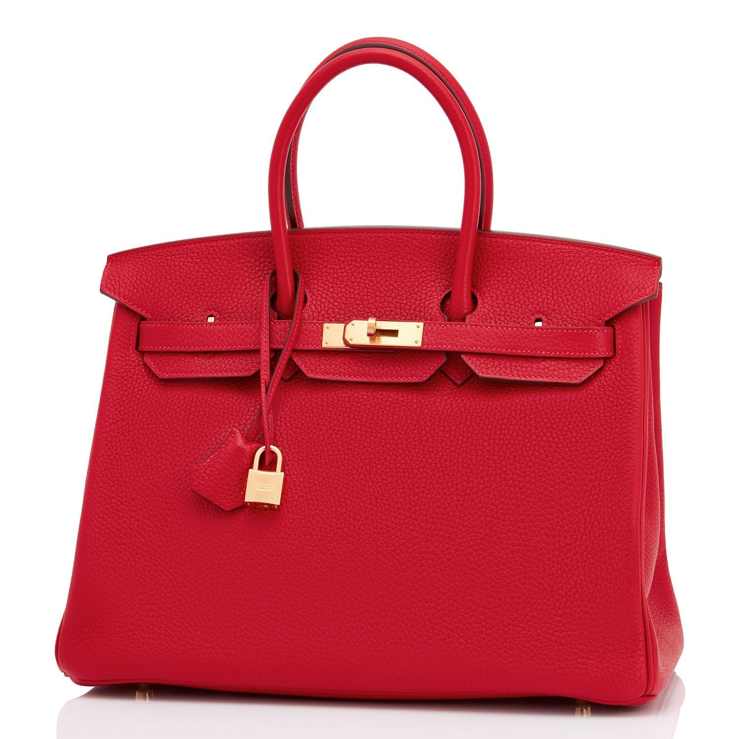 Hermes HSS Rouge Casaque Rose Extreme 35cm Birkin Special Order Horseshoe Stamp 2
