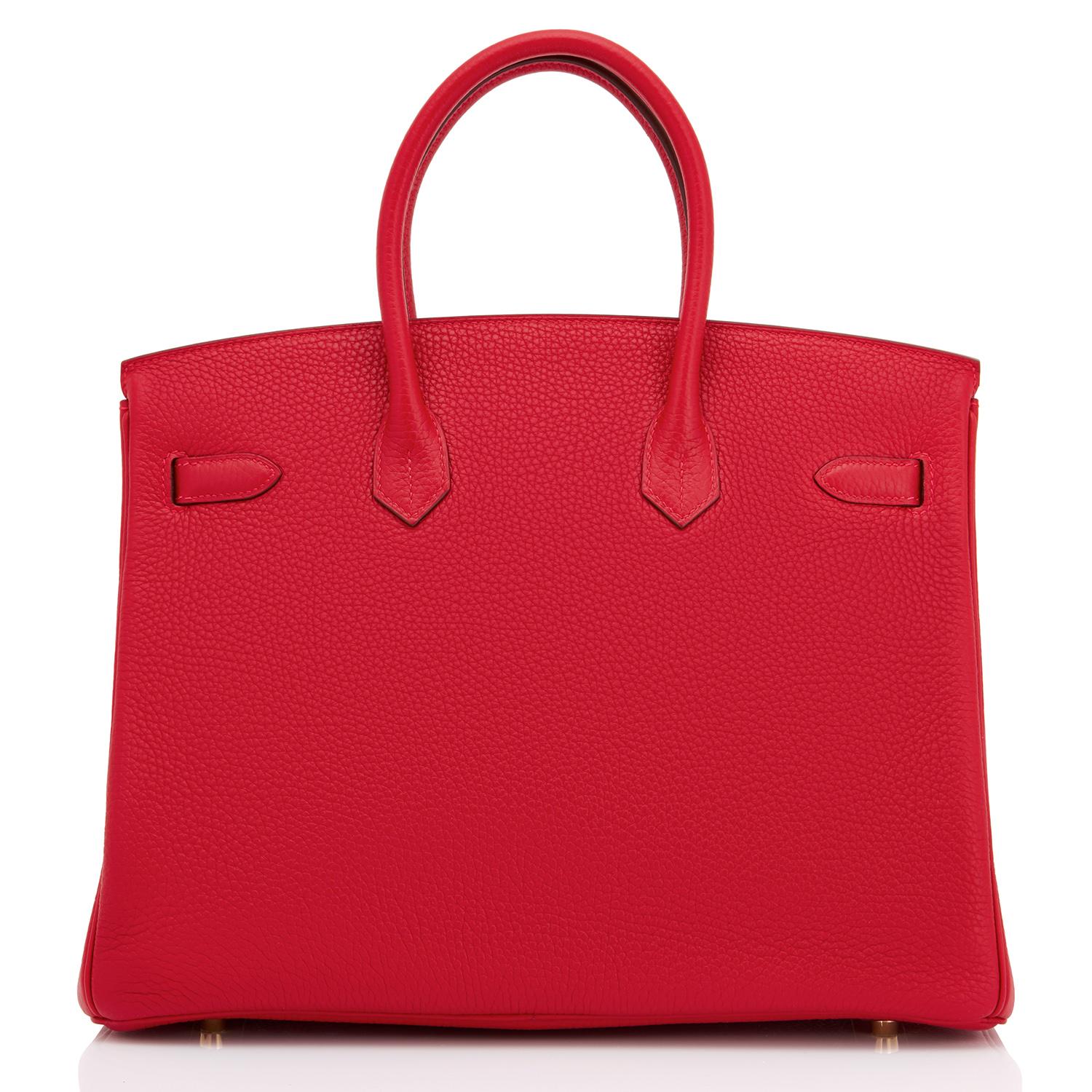 Hermes HSS Rouge Casaque Rose Extreme 35cm Birkin Special Order Horseshoe Stamp In New Condition In New York, NY