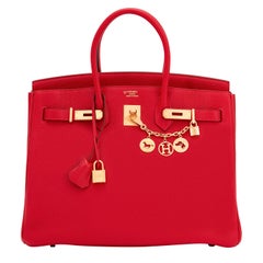 Hermes HSS Rouge Casaque Rose Extreme 35cm Birkin Special Order Horseshoe Stamp