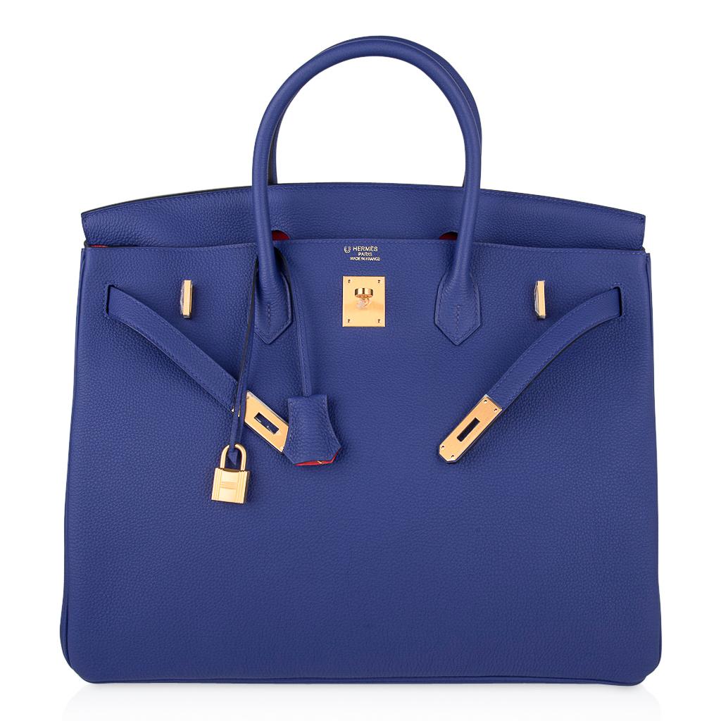 Women's or Men's Hermes Birkin HSS 40 Bag Electric Blue / Rose Jaipur Togo Brushed Gold Hardware