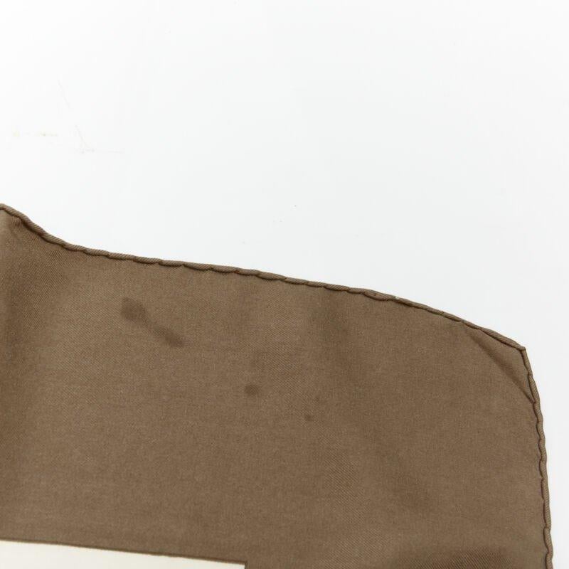 Women's HERMES Hugo Grygkar Brides de Gala brown white print silk scarf 90cm For Sale