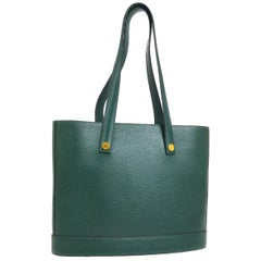 Hermes Hunter Green Leather Gold Carryall Top Handle Satchel Shoulder Tote Bag