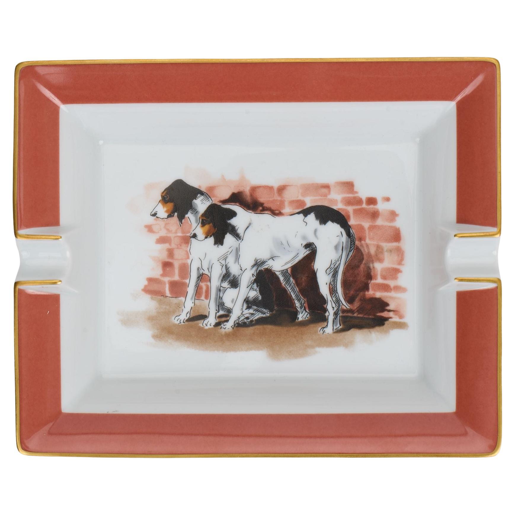 Hermès Jagdhunde Porzellan Aschenbecher im Angebot