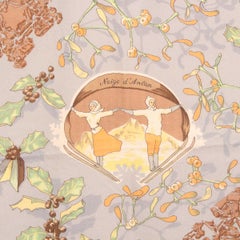 HERMES ice blue cashmere silk NEIGE D'ANTAN 90 Scarf