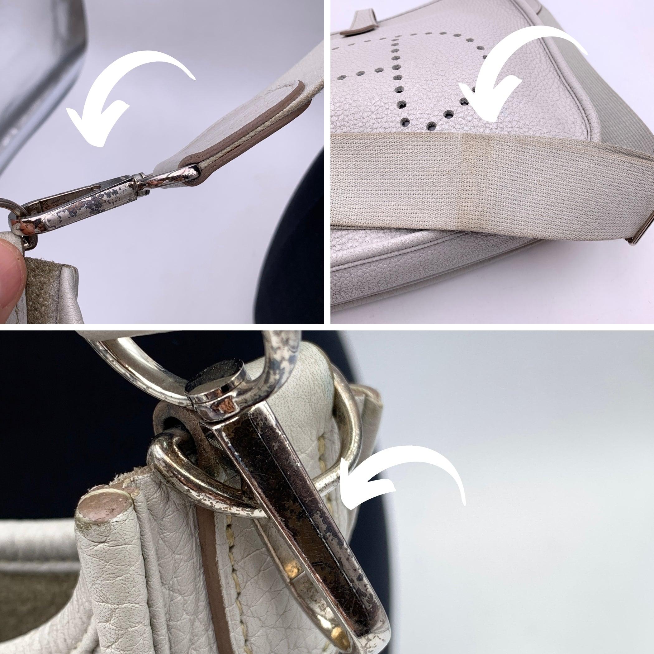 Hermes Ice Grey Leather Evelyne III PM Shoulder Crossbody Bag 1