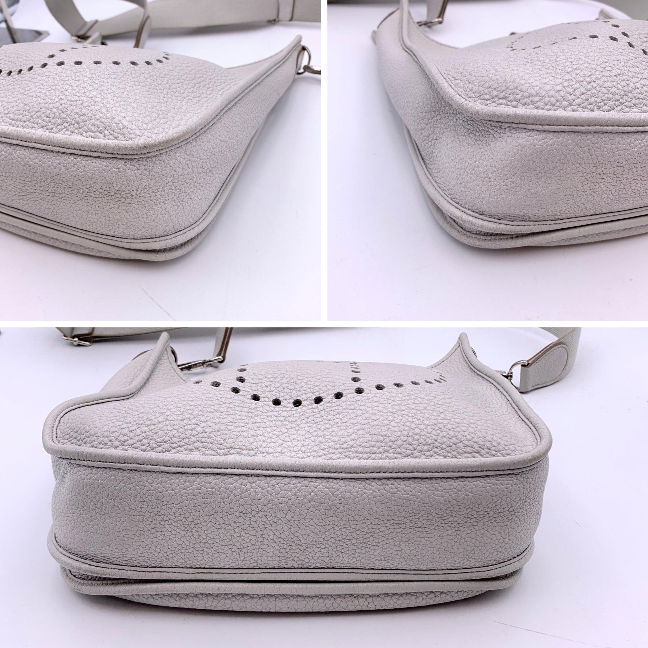 Hermes Ice Grey Leather Evelyne III PM Shoulder Crossbody Bag 2