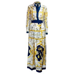 Hermès iconic “Les Bécanes” motifs skirt ensemble. circa 1970s