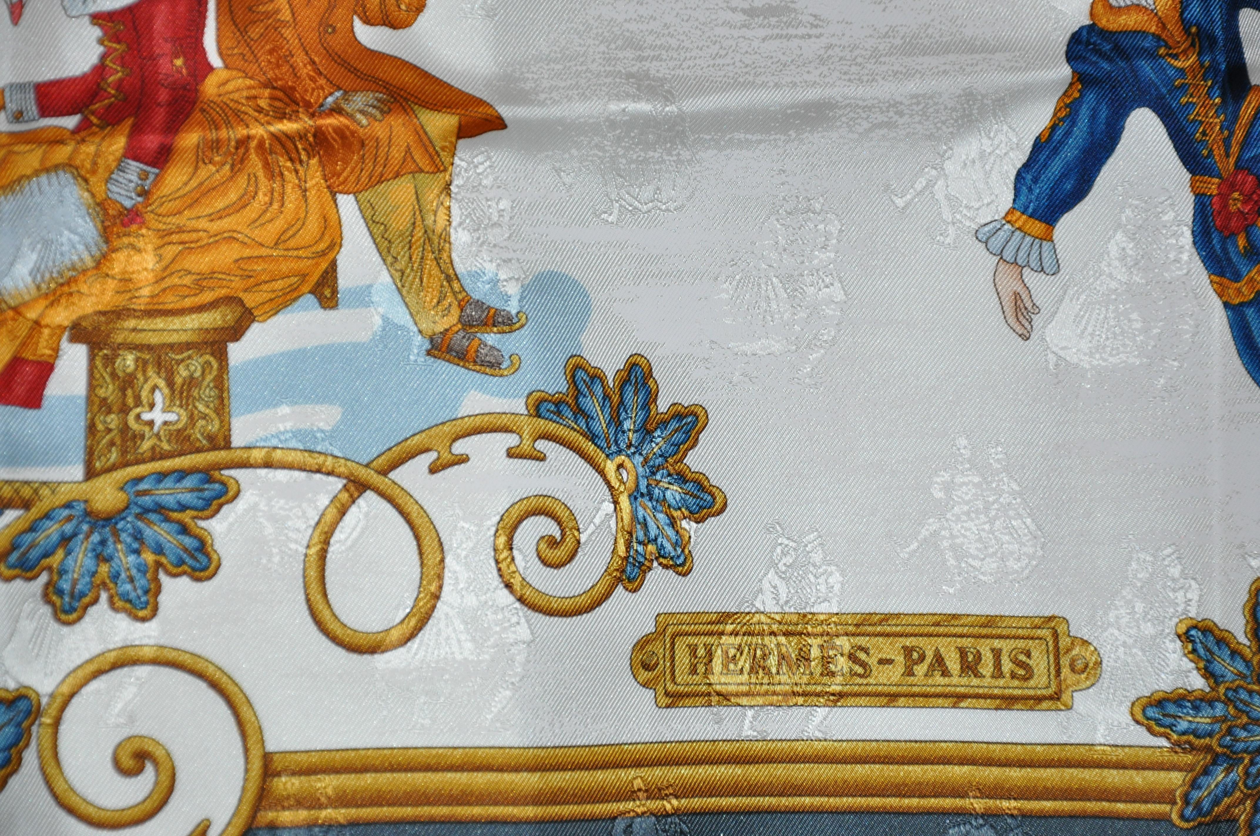 Seidenjacquard-Schal von Hermes mit ikonischer Signatur „Winter Wonderland“ im Zustand „Gut“ im Angebot in New York, NY