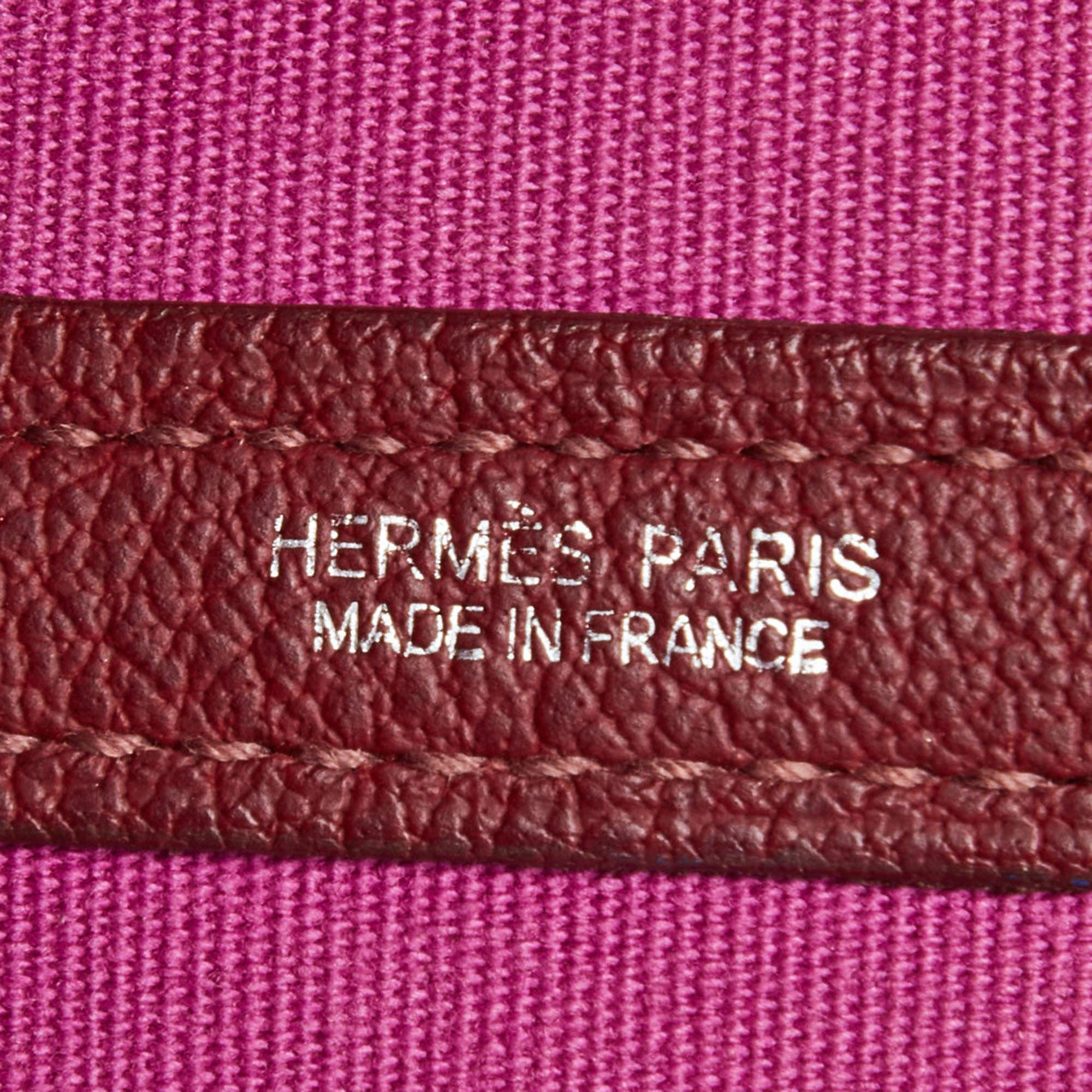 Hermes Imperial/Tosca Toile H Canvas und Buffalo Leder Garten Party Große Tasche im Angebot 4
