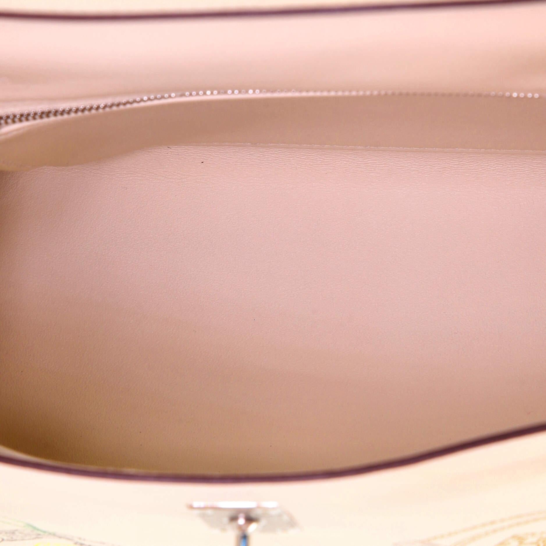 White Hermes In and Out Kelly Handbag Limited Edition Swift with Palladium Hardware 25