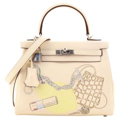 Hermes In and Out Kelly Handbag Limited Edition Swift with Palladium Hardware 25