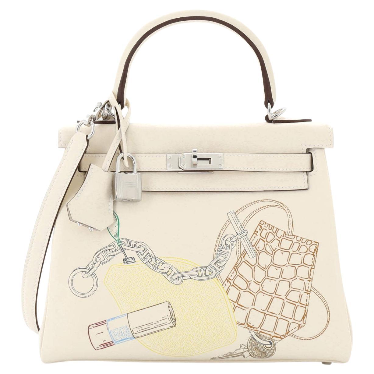 Hermes In and Out Kelly Handbag Limited Edition Swift with Palladium Hardware 25 For Sale