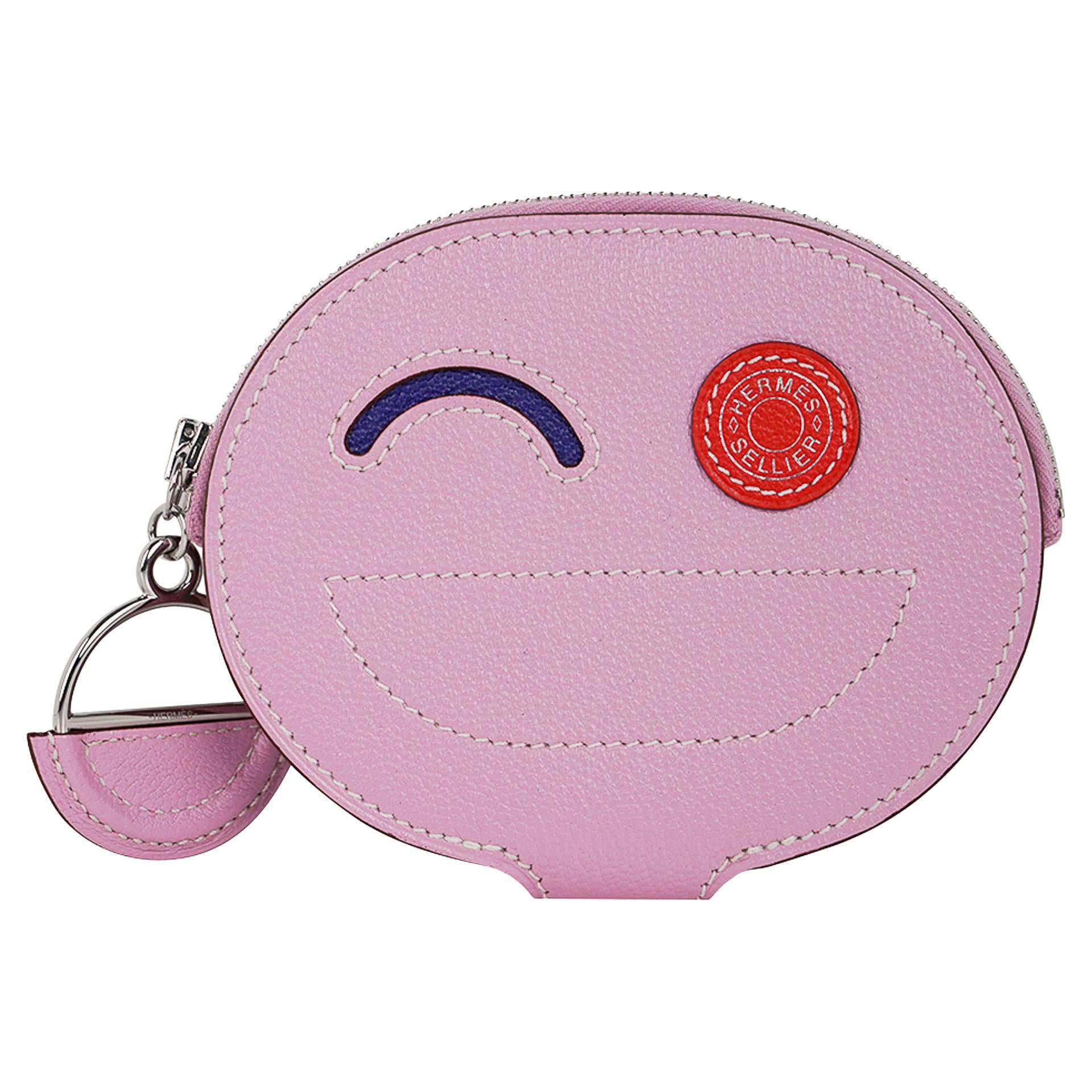 Hermes In the Loop Wink Card Holder Mauve Sylvestre Chevre Leather