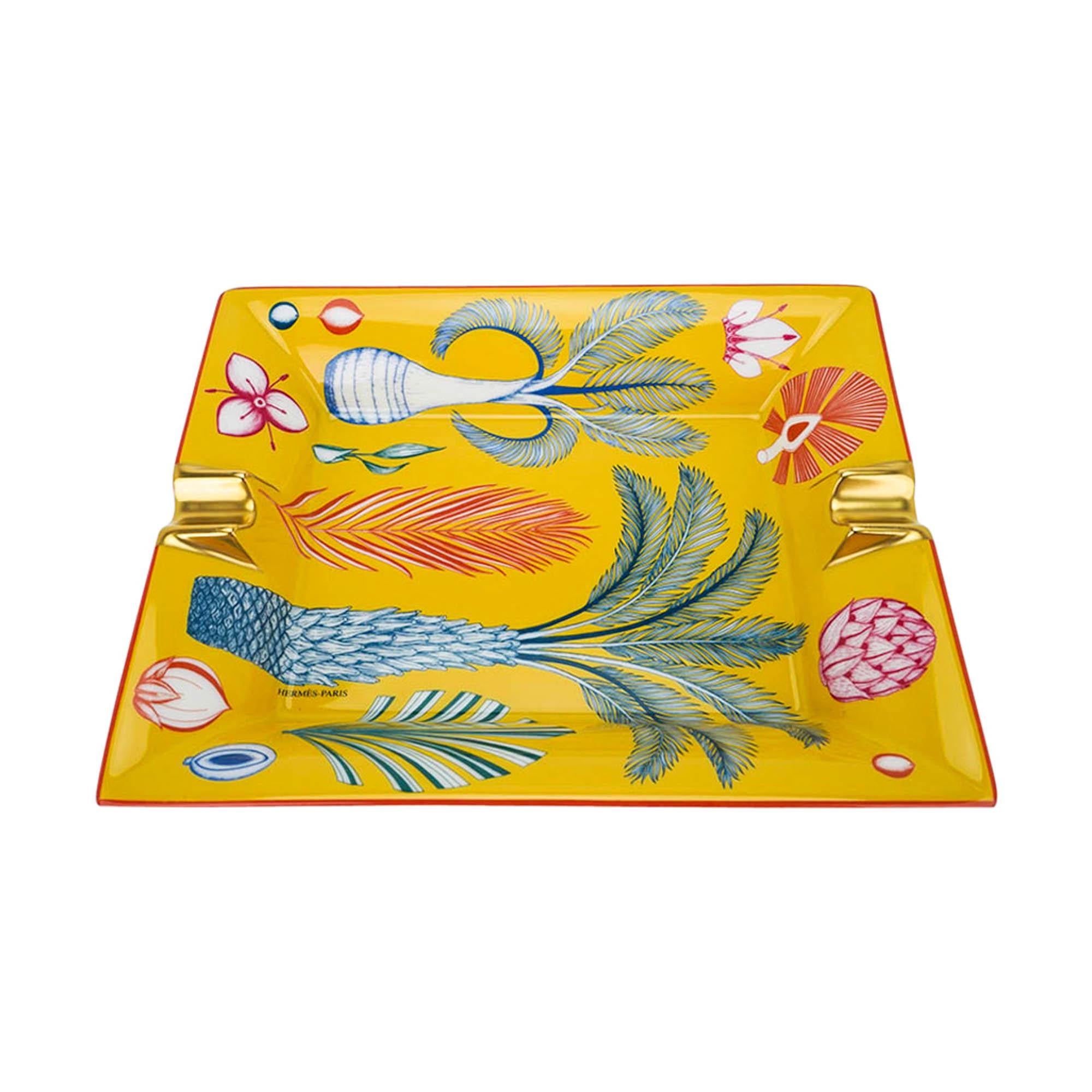 Beige Hermes Index Palmarum Ashtray Soleil Porcelain