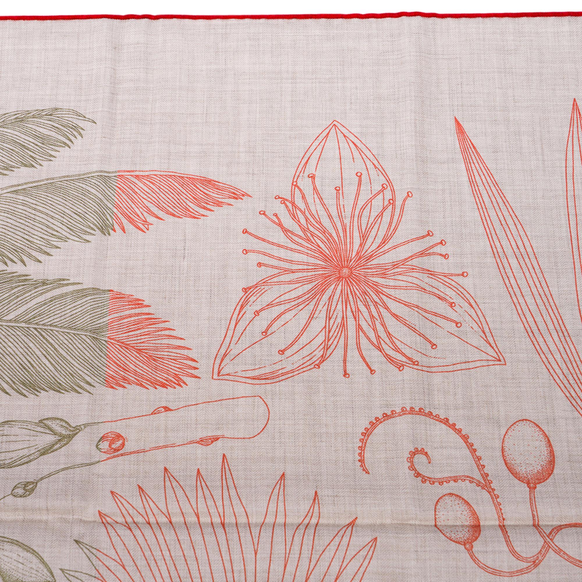 Hermes Index Palmarum Scialle Sciarpa in cashmere 140 cm Nuovo con Scatola 6