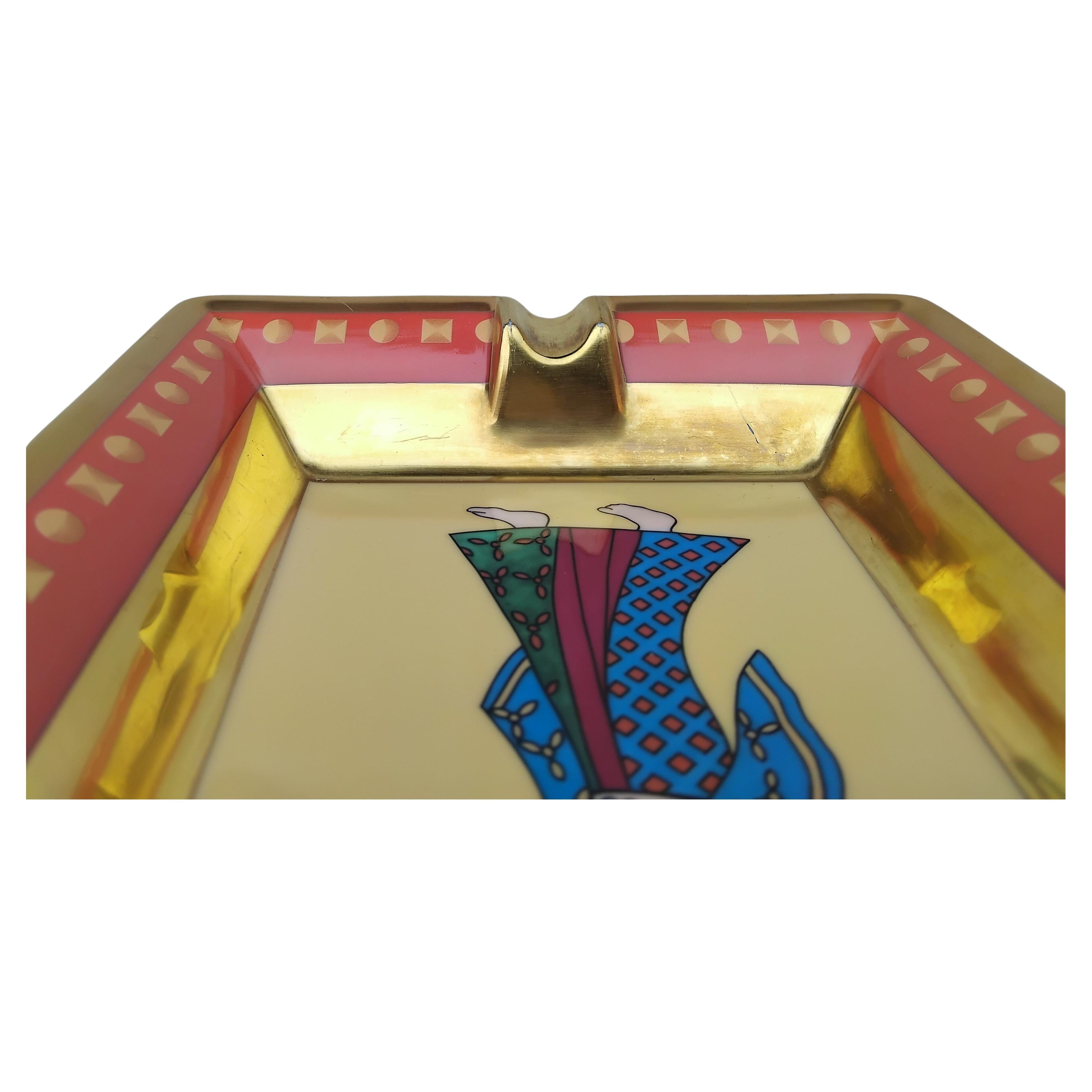 Hermès Indian Print Cigar Ashtray Change Tray Porcelain Gold India 5
